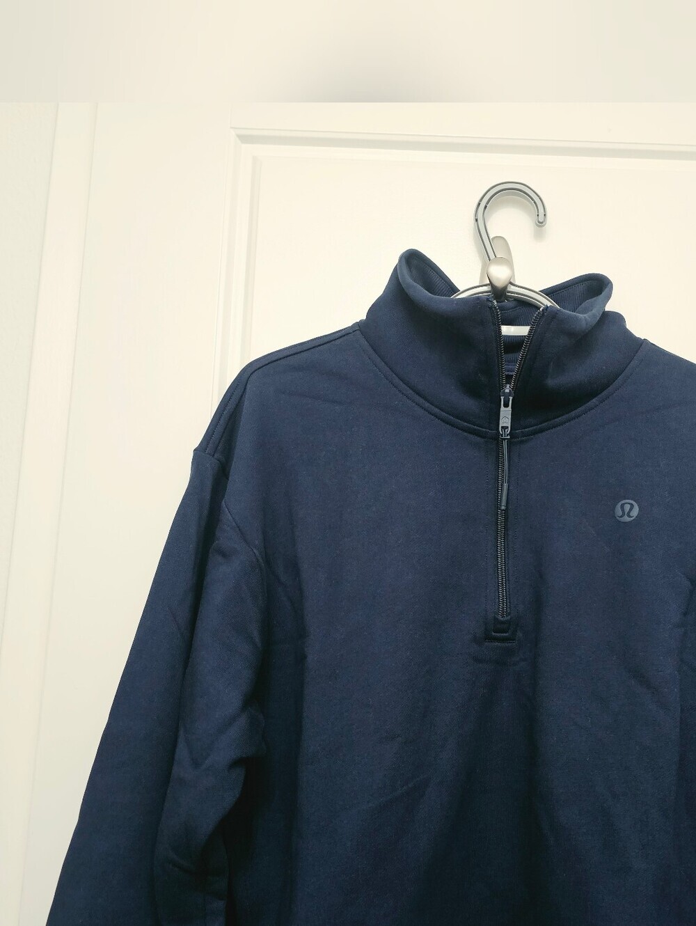 lululemon Terry Tennis  Navy Half-Zip Cropped Cowl Sweater, Size M - Picture 4 of 16